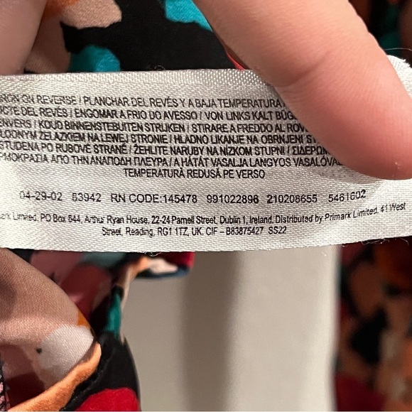 Primark size small bright pinks and oranges floral long sleeve satin look top - Picture 7 of 9